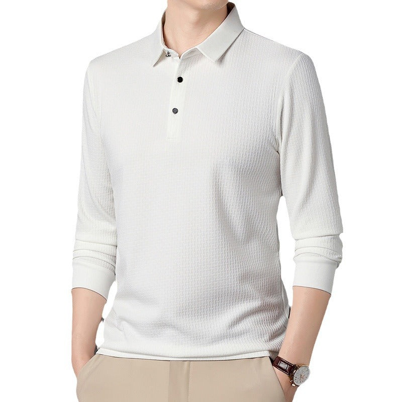 Herrar långärmad poloshirt med strukturerad design och modern passform Mirla-Eva Jonsson