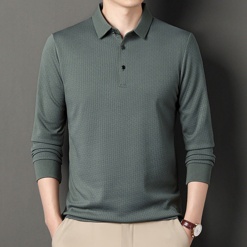 Herrar långärmad poloshirt med strukturerad design och modern passform Mirla-Eva Jonsson
