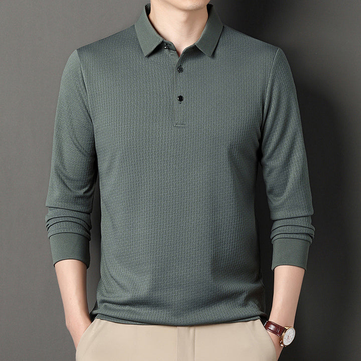 Herrar långärmad poloshirt med strukturerad design och modern passform Mirla-Eva Jonsson