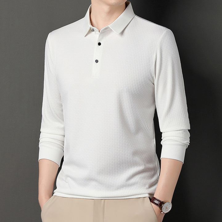 Herrar långärmad poloshirt med strukturerad design och modern passform Mirla-Eva Jonsson