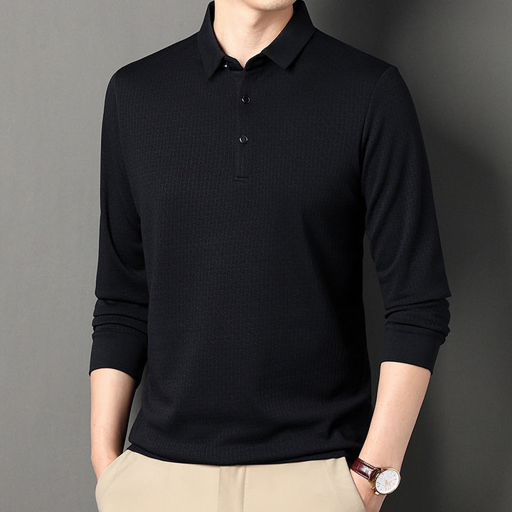 Herrar långärmad poloshirt med strukturerad design och modern passform Mirla-Eva Jonsson
