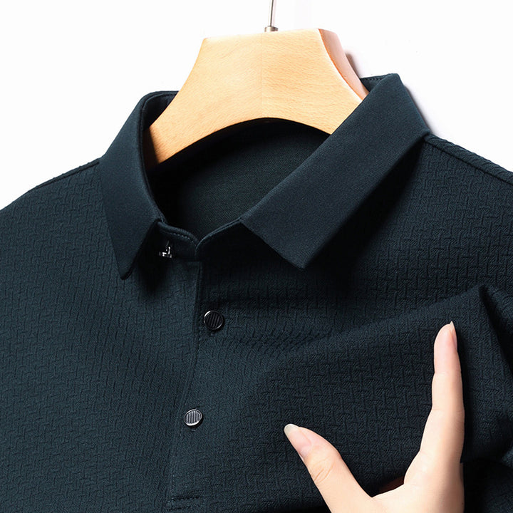 Herrar långärmad poloshirt med strukturerad design och modern passform Mirla-Eva Jonsson