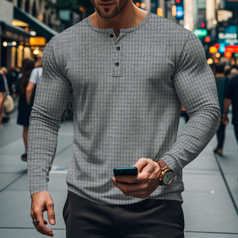 Herrar långärmad skjorta med knapbar krage och strukturerad design Mirla-Eva Jonsson
