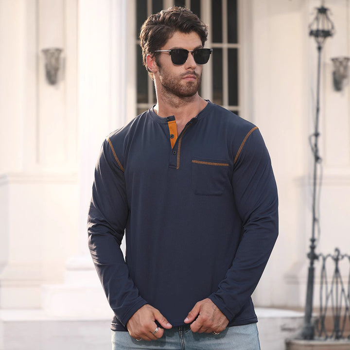 Herrar långärmad skjorta med knapplist och bröstficka Mirla-Eva Jonsson