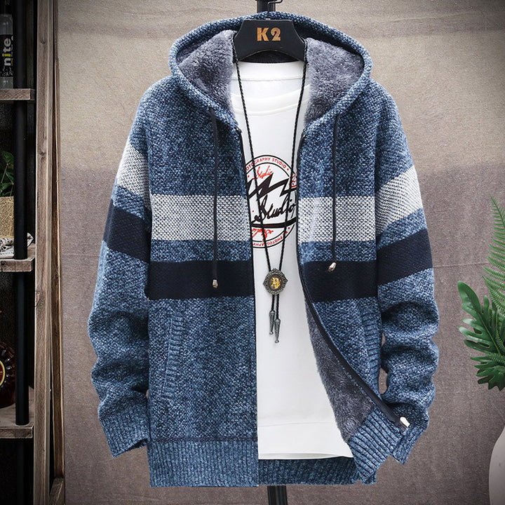 Herrar mode cardigan med huva och randig design Eva Jonsson-Eva Jonsson