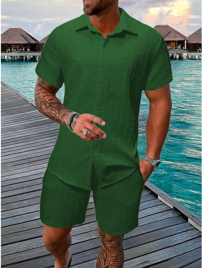 Herrar mode sommar-outfit med strukturerad design och korta ärmar Mirla-Eva Jonsson