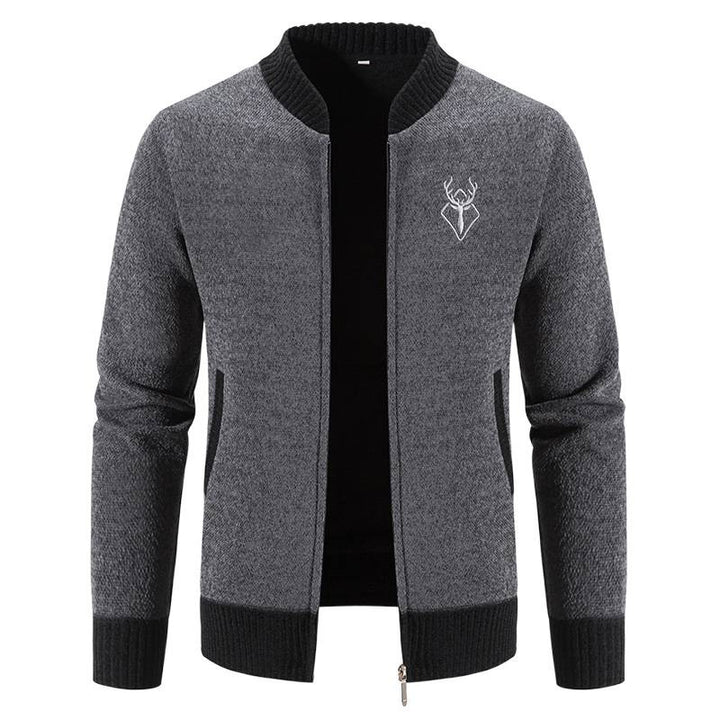 Herrar modemedveten cardigan med dragkedja och hög krage Mirla-Eva Jonsson