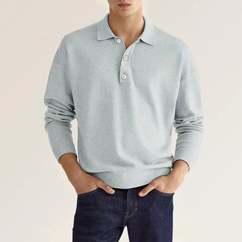 Herrar moderiktigt långärmad polo med knapplist och elegant design Mirla-Eva Jonsson