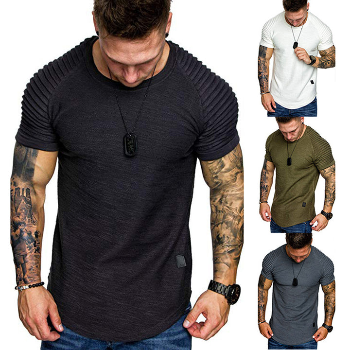 Herrar modern T-shirt med strukturerade ärmar Mirla-Eva Jonsson