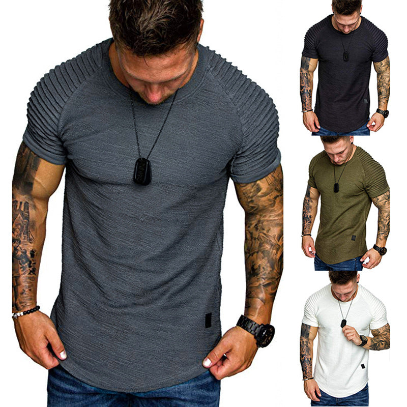 Herrar modern T-shirt med strukturerade ärmar Mirla-Eva Jonsson