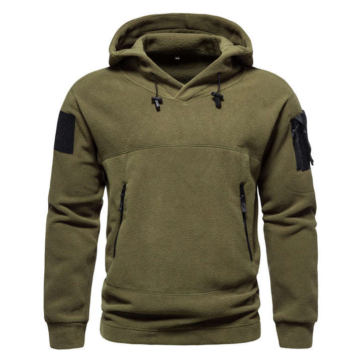 Herrar modern fleece-hoody med strategiska dragkedjsfickor Mirla-Eva Jonsson