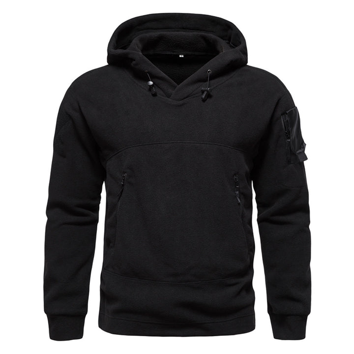 Herrar modern fleece-hoody med strategiska dragkedjsfickor Mirla-Eva Jonsson