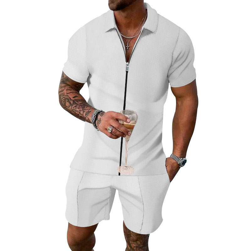 Herrar modern fritidsset med kortärmad skjorta och shorts Mirla-Eva Jonsson