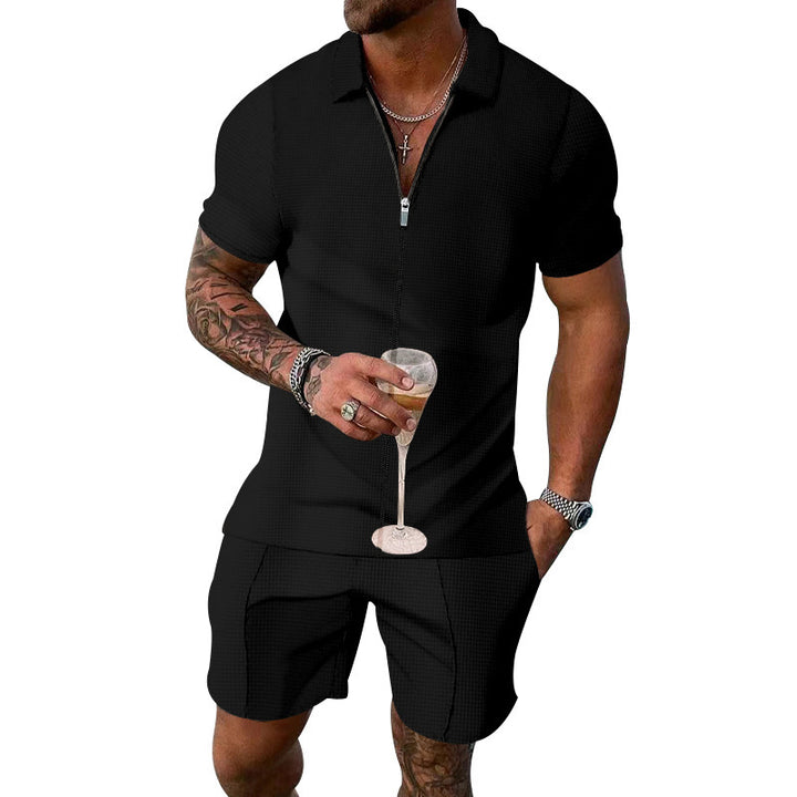 Herrar modern fritidsset med kortärmad skjorta och shorts Mirla-Eva Jonsson