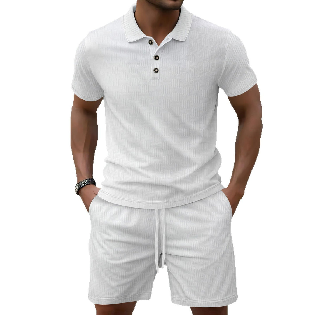 Herrar modern kortärmad polotröja och shorts-set Mirla-Eva Jonsson