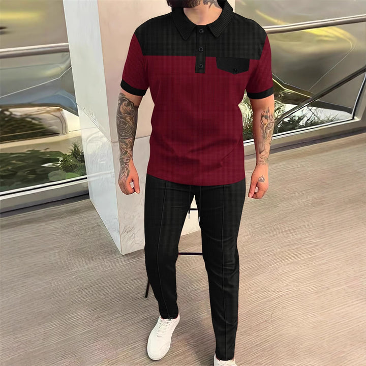 Herrar modern polo shirt med elegant byxa Mirla-Eva Jonsson