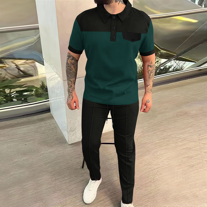 Herrar modern polo shirt med elegant byxa Mirla-Eva Jonsson