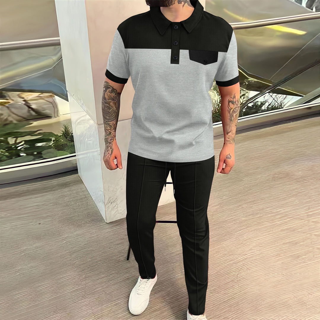 Herrar modern polo shirt med elegant byxa Mirla-Eva Jonsson