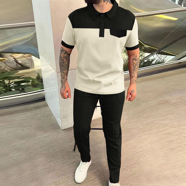 Herrar modern polo shirt med elegant byxa Mirla-Eva Jonsson
