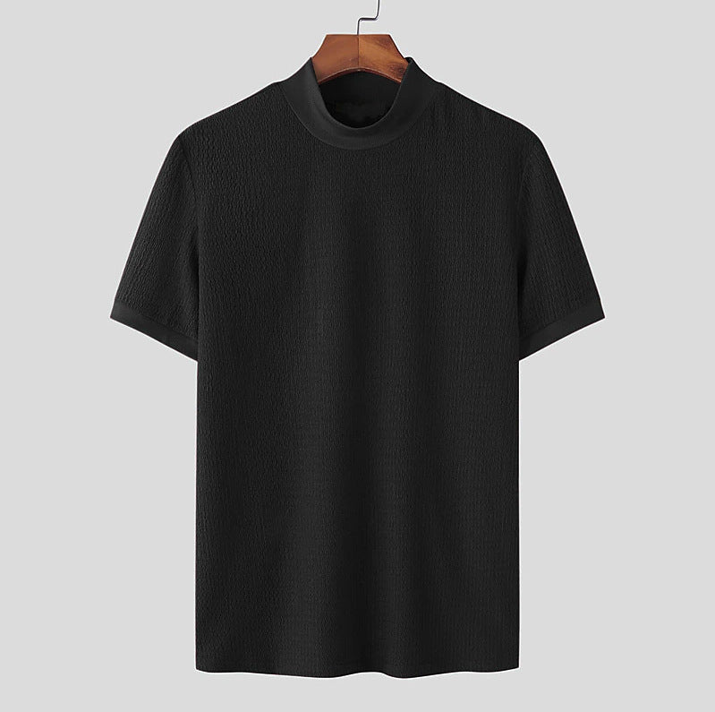 Herrar modernt T-shirt med strukturerat mönster och hög krage Eva Jonsson-Eva Jonsson