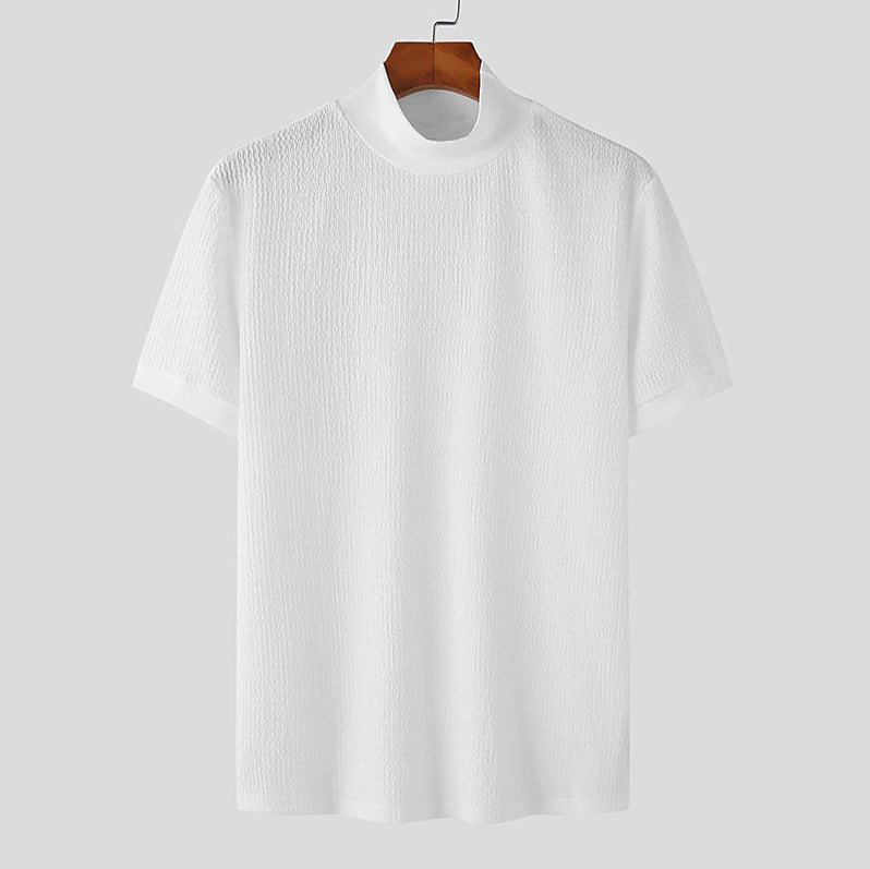 Herrar modernt T-shirt med strukturerat mönster och hög krage Eva Jonsson-Eva Jonsson