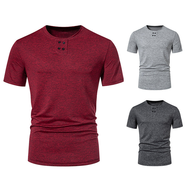 Herrar modernt T-shirt med strukturerat yttertyg och asymmetrisk krage Eva Jonsson-Eva Jonsson