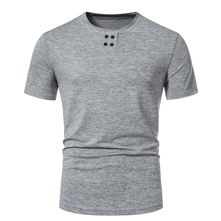 Herrar modernt T-shirt med strukturerat yttertyg och asymmetrisk krage Eva Jonsson-Eva Jonsson