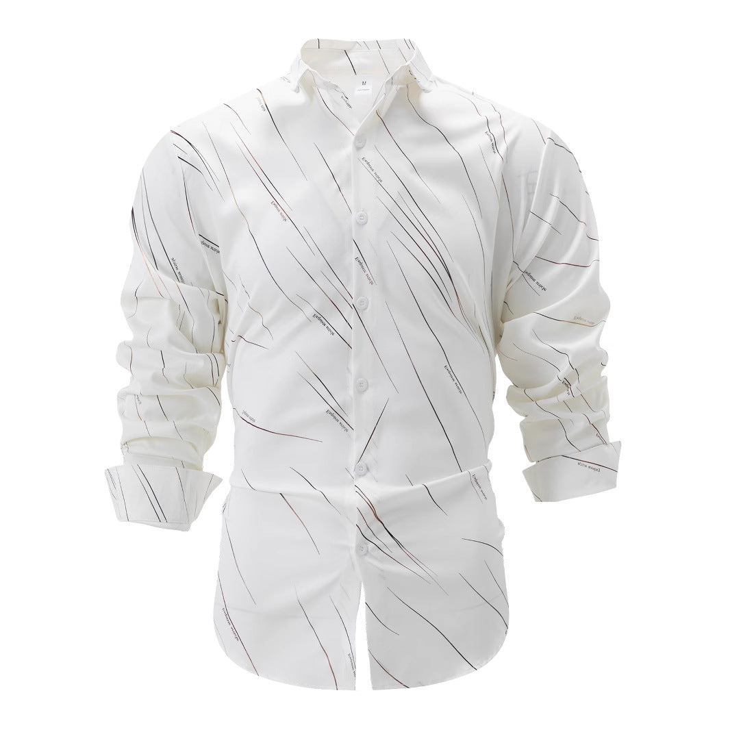 Herrar modernt långärmad skjorta med unikt konstmönster Mirla-Eva Jonsson