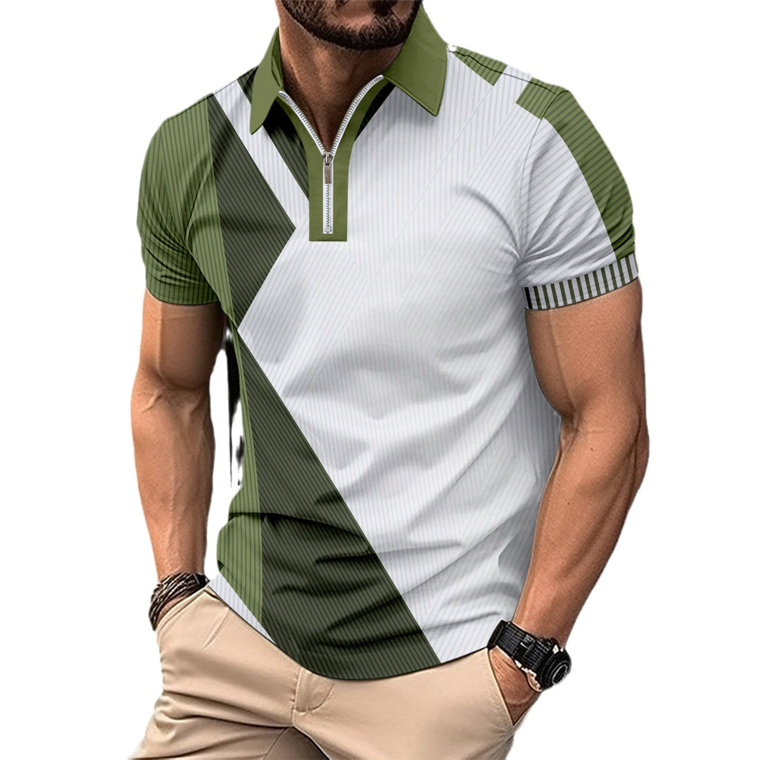 Herrar modernt polo-shirt med modern dragkedja och geometrisk design Mirla-Eva Jonsson
