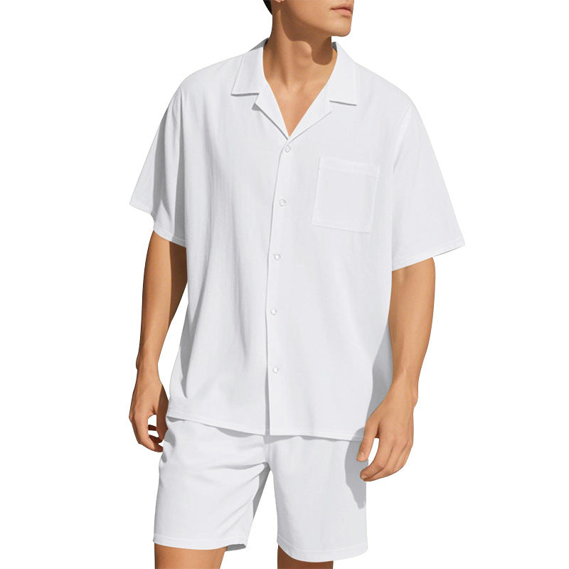 Herrar modernt sommar set av bekväm kortärmad skjorta och shorts Mirla-Eva Jonsson
