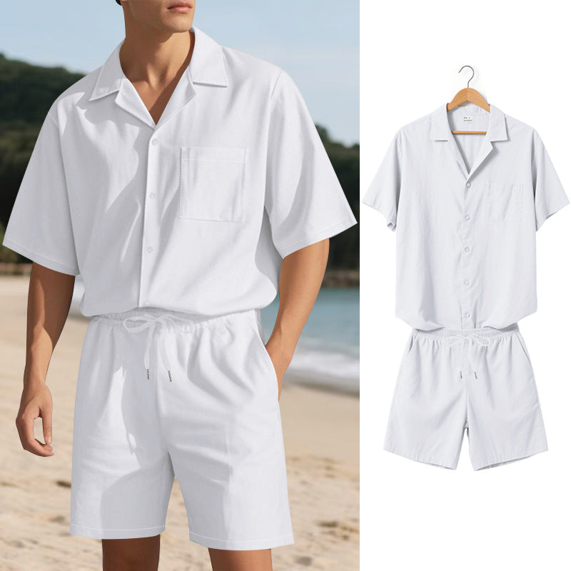 Herrar modernt sommar set av bekväm kortärmad skjorta och shorts Mirla-Eva Jonsson