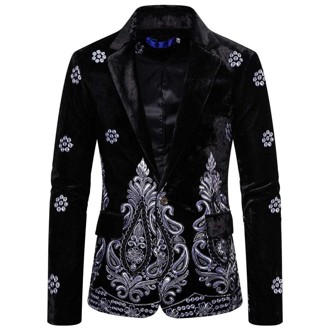 Herrar nobel brokatblazer med konstnärlig broderidesign och lyxigt foder Eva Jonsson-Eva Jonsson
