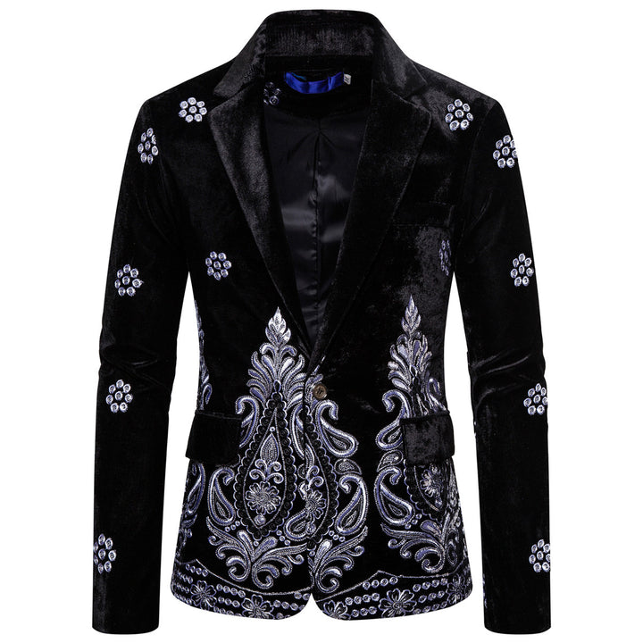 Herrar nobel brokatblazer med konstnärlig broderidesign och lyxigt foder Eva Jonsson-Eva Jonsson
