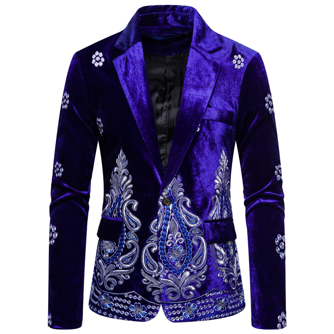 Herrar nobel brokatblazer med konstnärlig broderidesign och lyxigt foder Eva Jonsson-Eva Jonsson