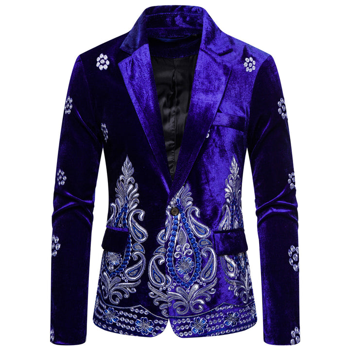 Herrar nobel brokatblazer med konstnärlig broderidesign och lyxigt foder Eva Jonsson-Eva Jonsson