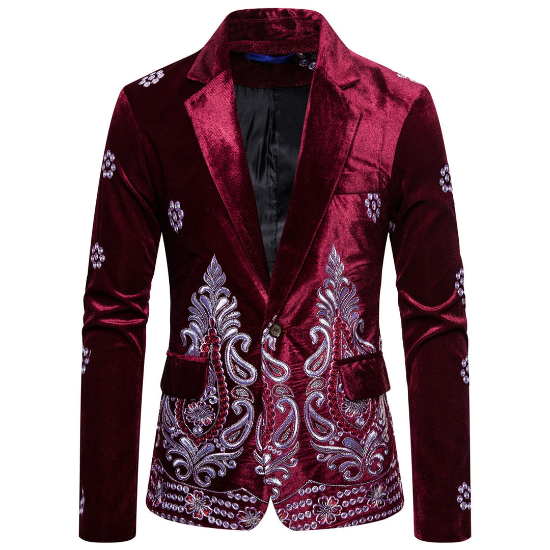 Herrar nobel brokatblazer med konstnärlig broderidesign och lyxigt foder Eva Jonsson-Eva Jonsson