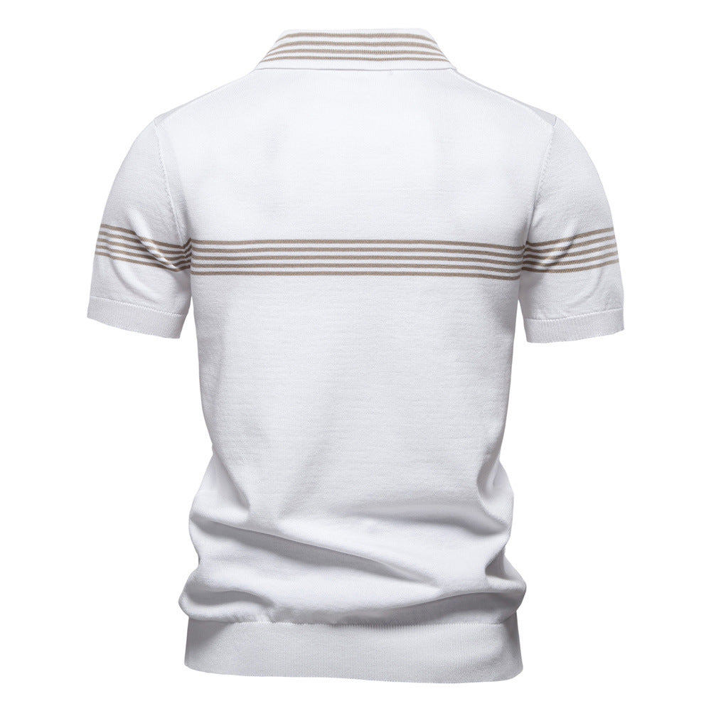 Herrar polo-shirt med elegant dragkedja och sportigt randmönster Eva Jonsson-Eva Jonsson