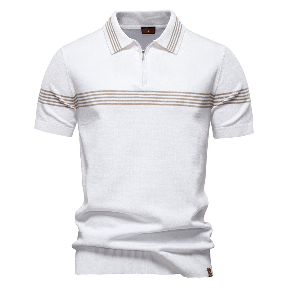 Herrar polo-shirt med elegant dragkedja och sportigt randmönster Eva Jonsson-Eva Jonsson