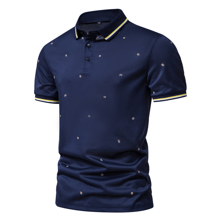 Herrar polo-shirt med moderiktig mönster och andningsbara egenskaper Eva Jonsson-Eva Jonsson
