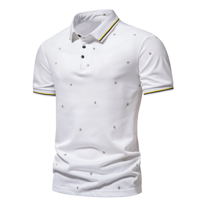 Herrar polo-shirt med moderiktig mönster och andningsbara egenskaper Eva Jonsson-Eva Jonsson
