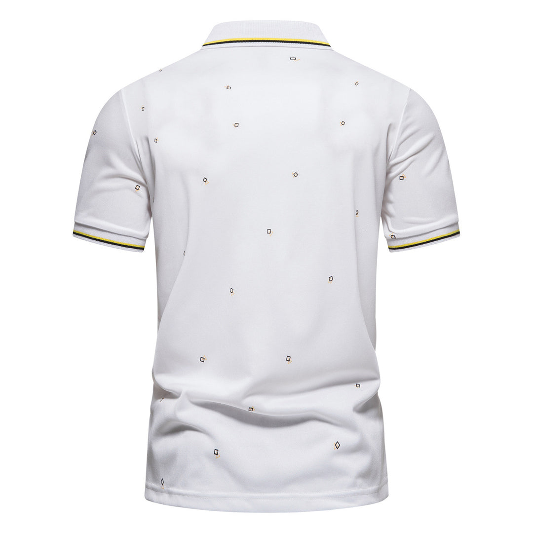 Herrar polo-shirt med moderiktig mönster och andningsbara egenskaper Eva Jonsson-Eva Jonsson