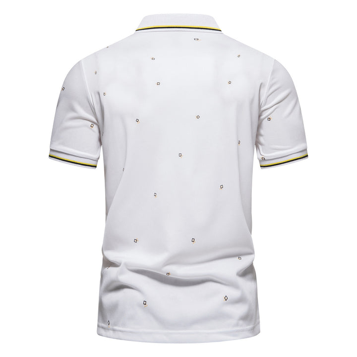 Herrar polo-shirt med moderiktig mönster och andningsbara egenskaper Eva Jonsson-Eva Jonsson
