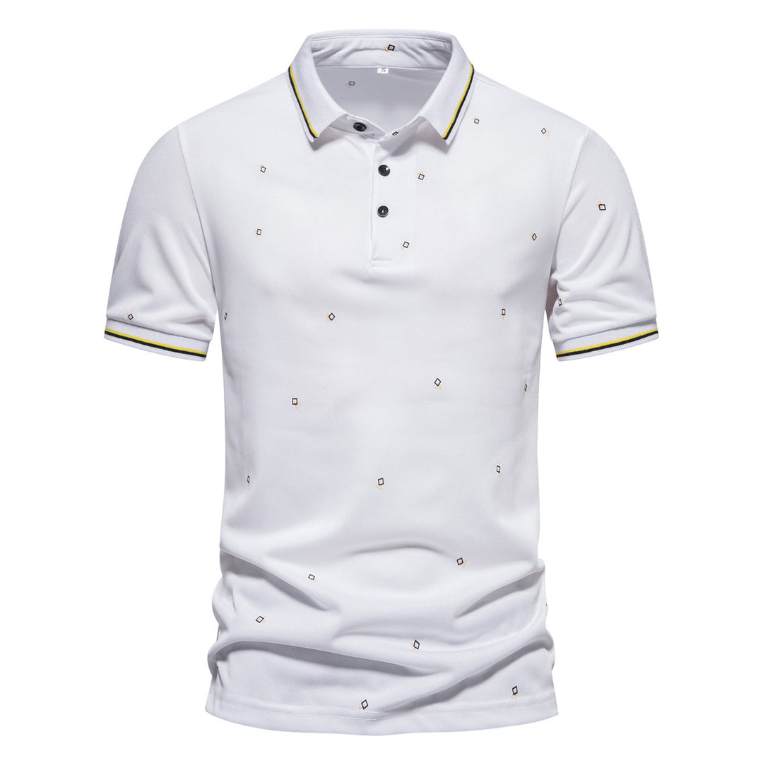 Herrar polo-shirt med moderiktig mönster och andningsbara egenskaper Eva Jonsson-Eva Jonsson