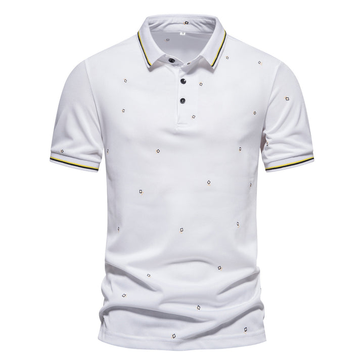 Herrar polo-shirt med moderiktig mönster och andningsbara egenskaper Eva Jonsson-Eva Jonsson