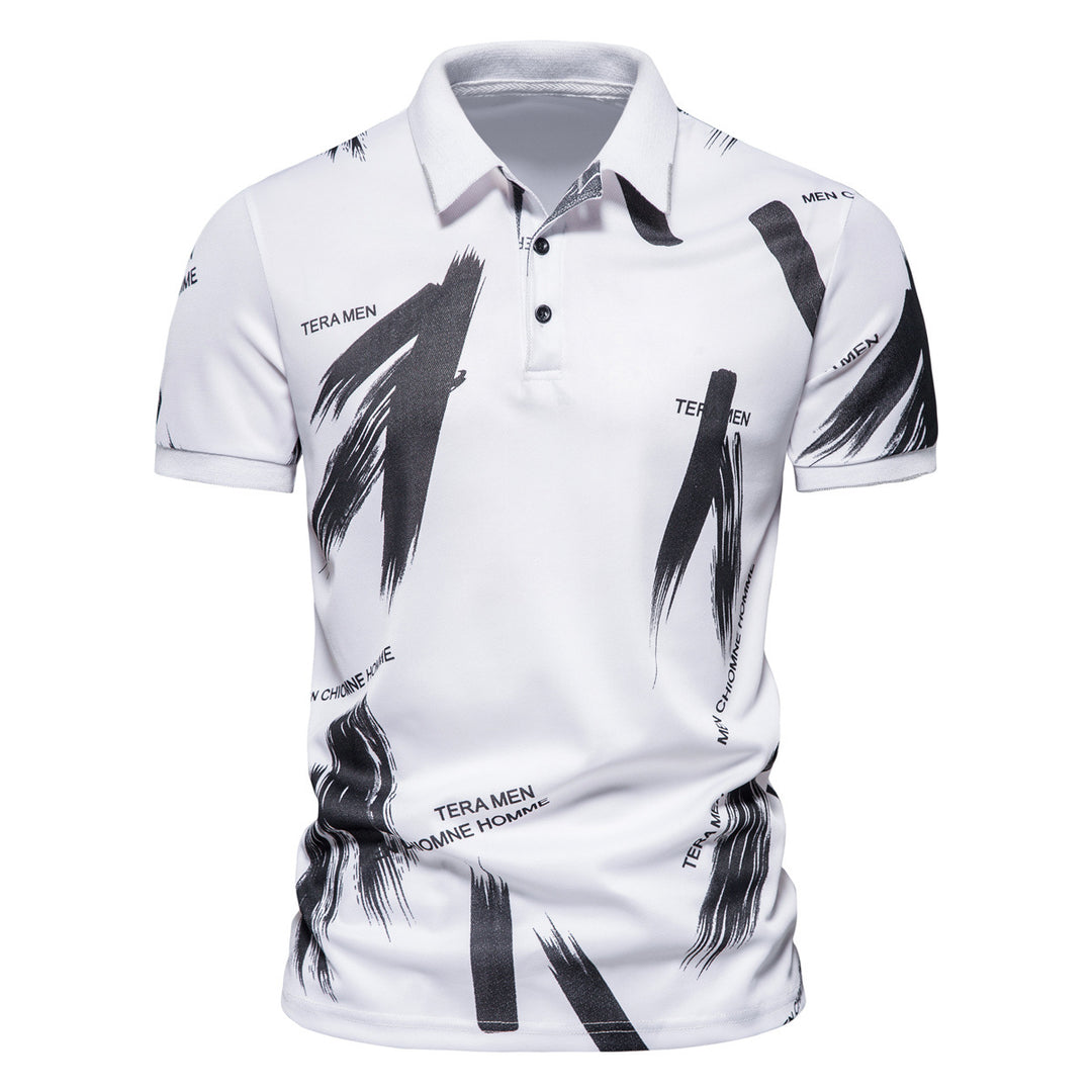 Herrar polo skjorta med modern grafisk design och andningsbar bomullsmix Mirla-Eva Jonsson