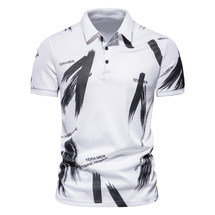 Herrar polo skjorta med modern grafisk design och andningsbar bomullsmix Mirla-Eva Jonsson