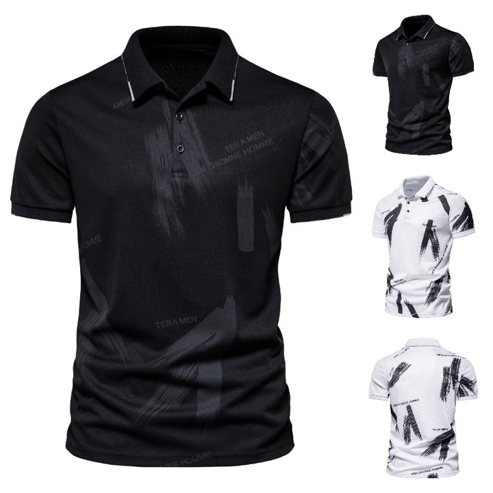 Herrar polo skjorta med modern grafisk design och andningsbar bomullsmix Mirla-Eva Jonsson