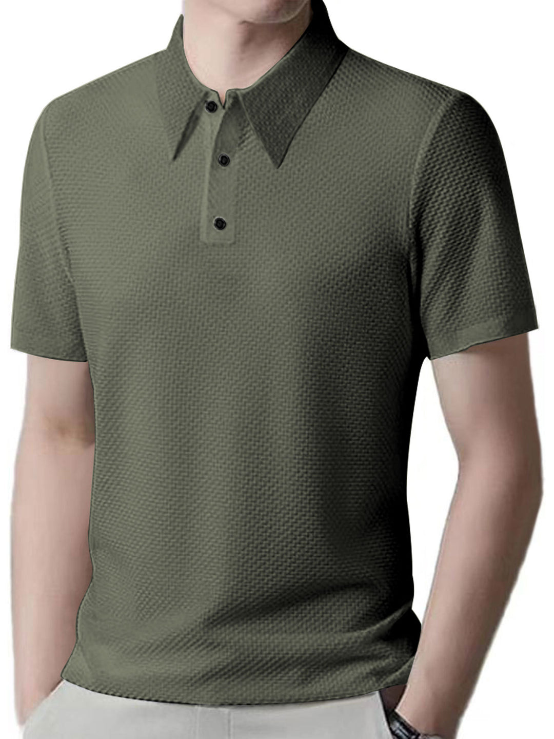 Herrar polo skjorta med strukturerad design av Mirla-Eva Jonsson
