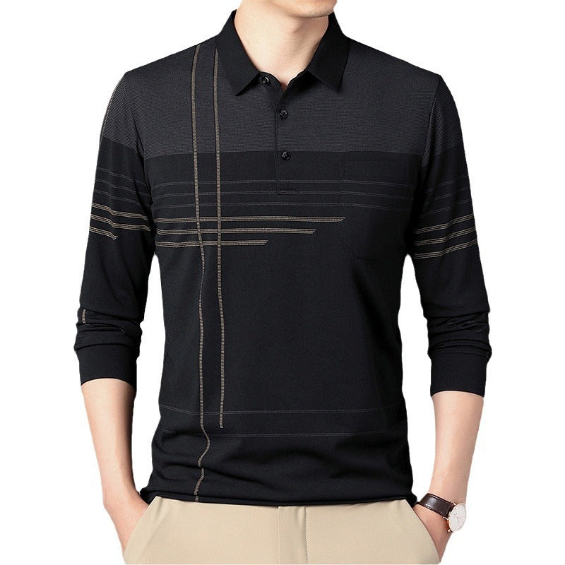 Herrar polo t-shirt med modern mönsterblandning och andningsbar struktur Eva Jonsson-Eva Jonsson