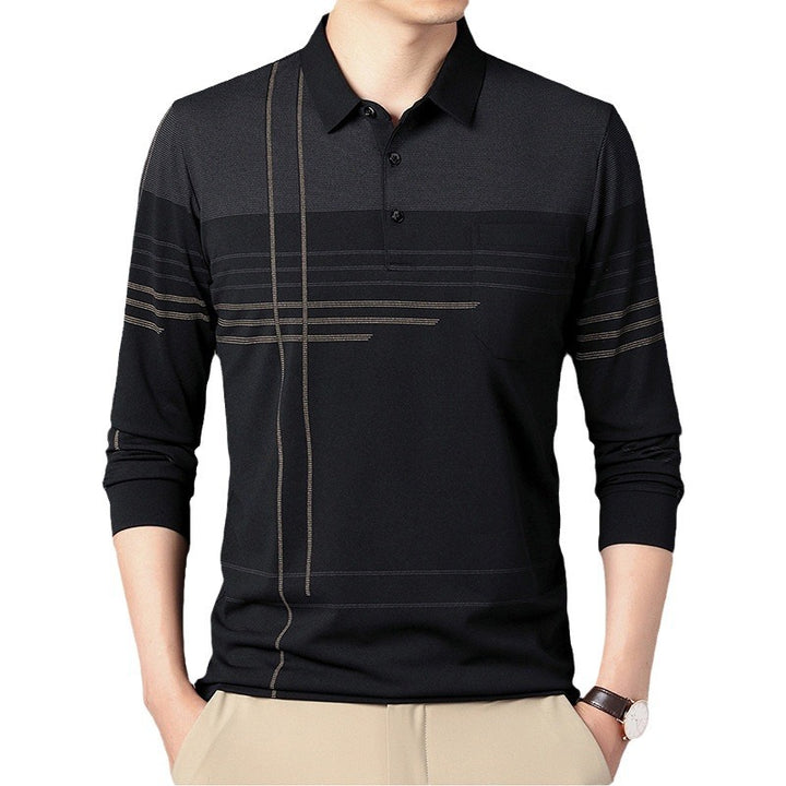 Herrar polo t-shirt med modern mönsterblandning och andningsbar struktur Eva Jonsson-Eva Jonsson